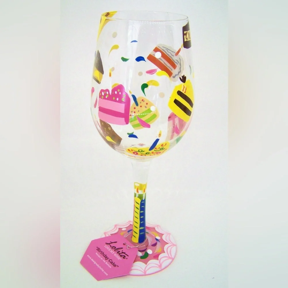 Lolita Cake-Themed Wine Glass with Vibrant Colors